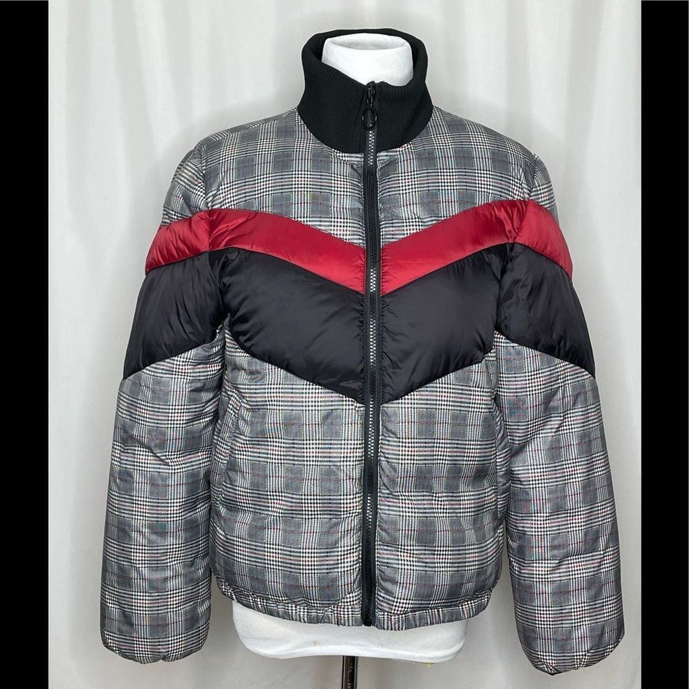 Super velvety soft. Central Park West Plaid Puffer Jacket